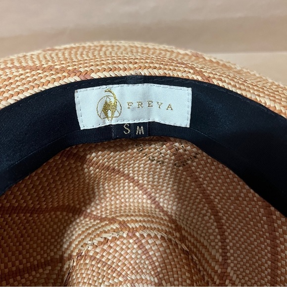 Freya | Twist Hat Natural Straw Woven Sun Stripe Detail Sunhat Size S/M - Picture 7 of 9